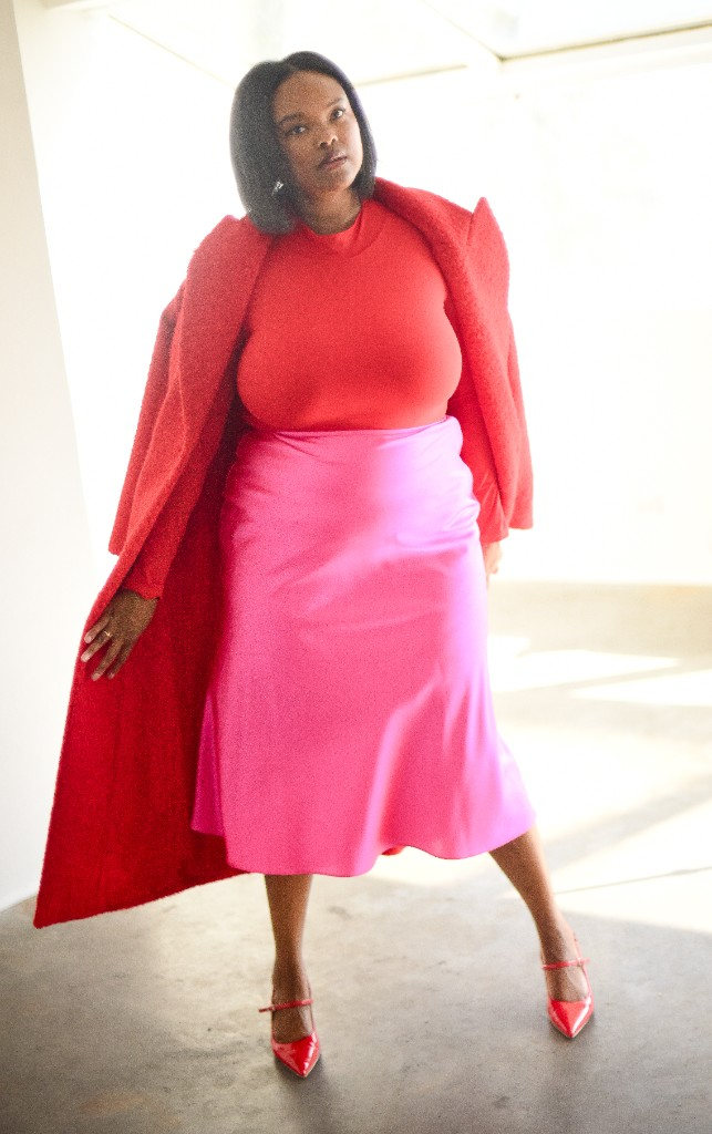 Kimberly Trubetskoy — red bodysuit fashion portrait — Fashion — Denver