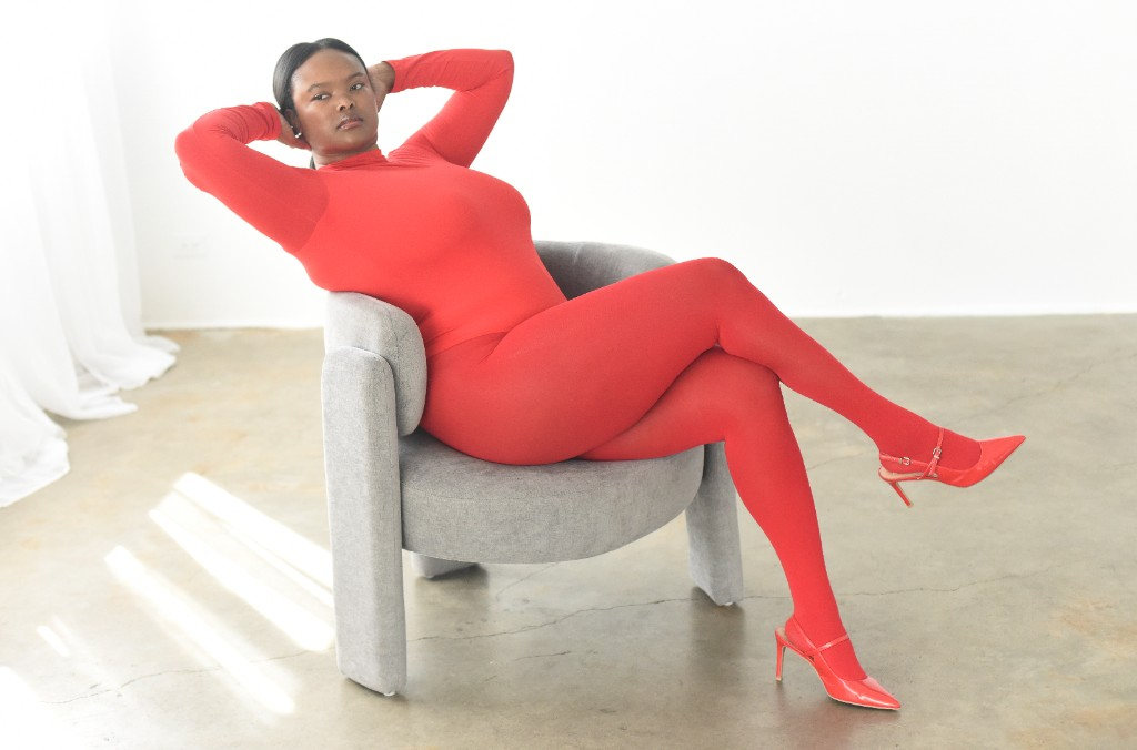 Kimberly Trubetskoy — red bodysuit studio editorial — Fashion — Denver